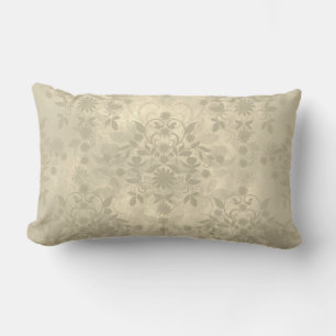 Cojín Lumbar Doble Floral Damasco Crema Cálida Neutral Marrón