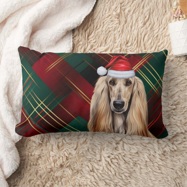 Cojín Lumbar Dog Lover Christmas Afghan Hound Holiday Plaid (Manta)