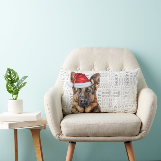 Cojín Lumbar Dog Lover Christmas German Shephed in a Hat (Silla)