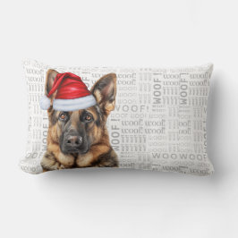 Cojín Lumbar Dog Lover Christmas German Shephed in a Hat