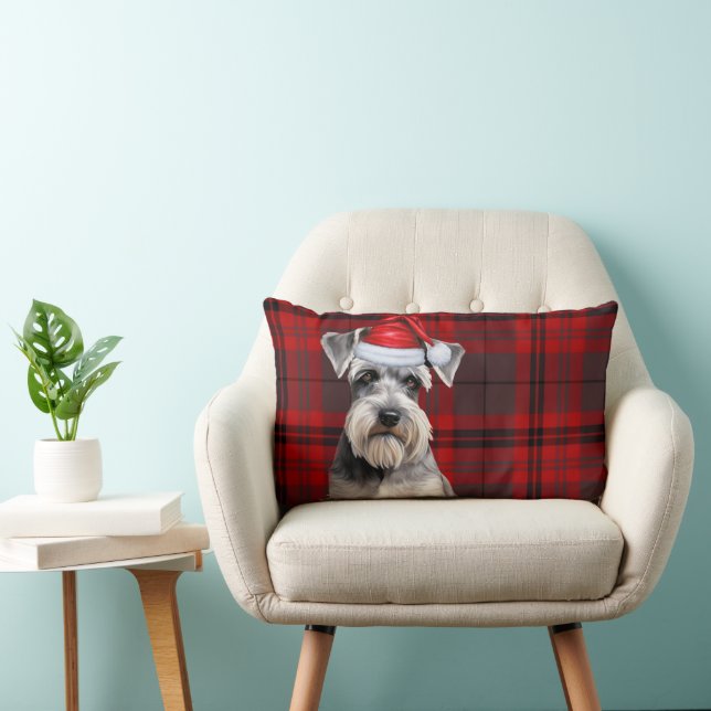 Cojín Lumbar Dog Lover Christmas Schnauzer Holiday Plaid (Silla)