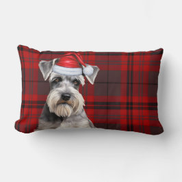 Cojín Lumbar Dog Lover Christmas Schnauzer Holiday Plaid