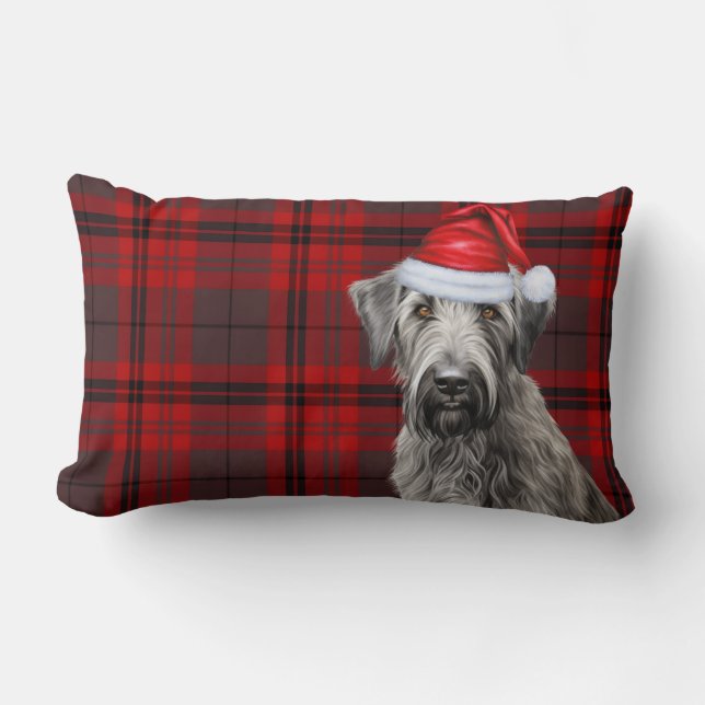 Cojín Lumbar Dog Lover Christmas Wolfhound Red Holiday Plaid (Anverso)