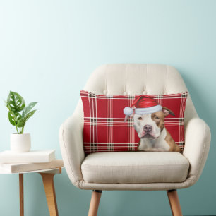 Cojín Lumbar Dog Lover Navidades Staffordshire Holiday Plaid