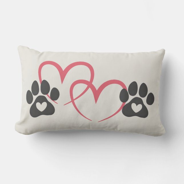 Cojín Lumbar Dog Mom Heart Paws Art | Rescue Mama Dogs Lover (Anverso)