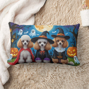 Cojín Lumbar Dogos de caniche Calabaza Halloween Gracioso