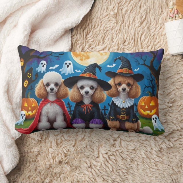 Cojín Lumbar Dogos de caniche Calabaza Halloween Gracioso (Manta)