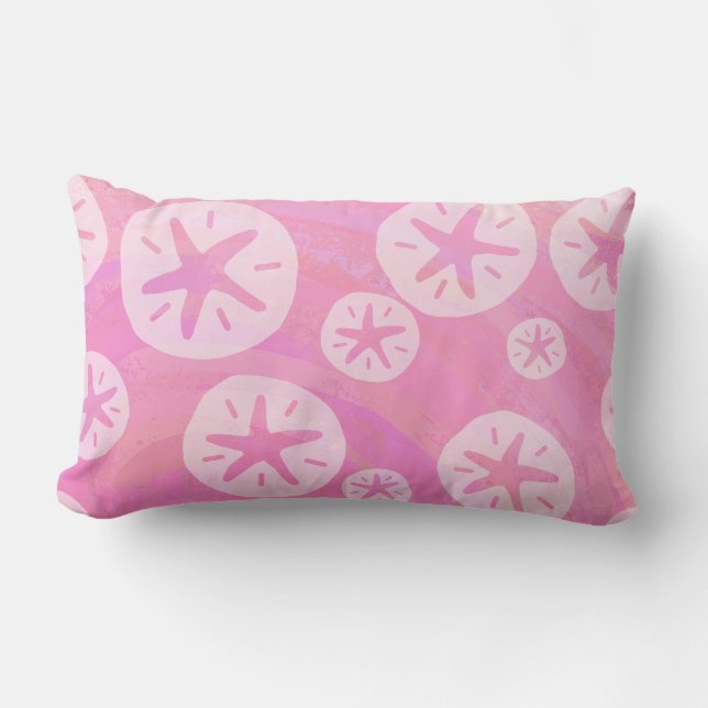 Cojín Lumbar Dolar de arena blanco y rosa (Anverso)