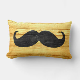 Cojín Lumbar Dolor de bigote negro en madera amarilla