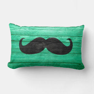 Cojín Lumbar Dolor de bigote negro en madera cian