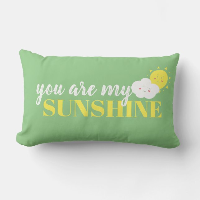 Cojín Lumbar Doodle Eres Mi Amarillo Verde Pillow Sunshine (Anverso)
