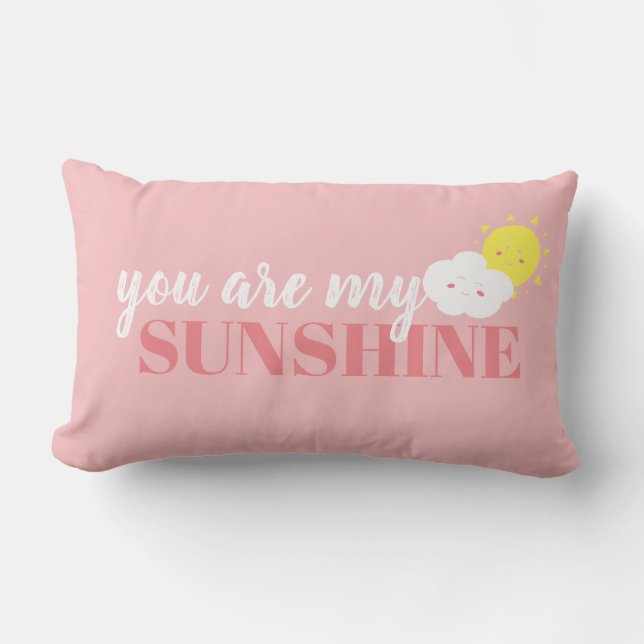 Cojín Lumbar Doodle Eres Mi Sunshine Pillow Rosa (Anverso)