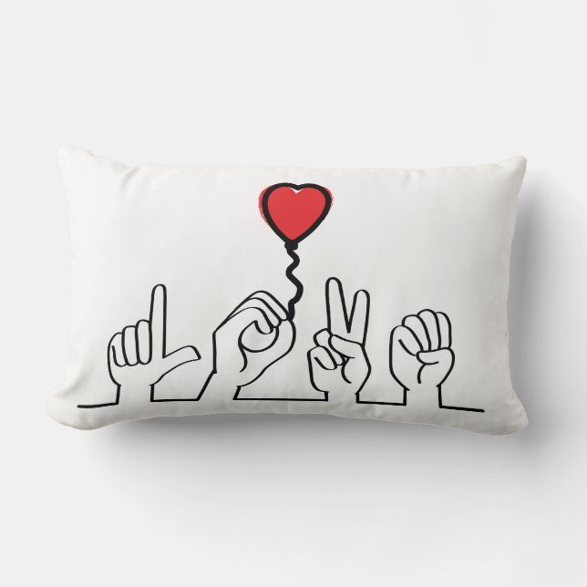 Cojín Lumbar Doof, gebarentaal love - liefde. Ik hou van je. (Anverso)