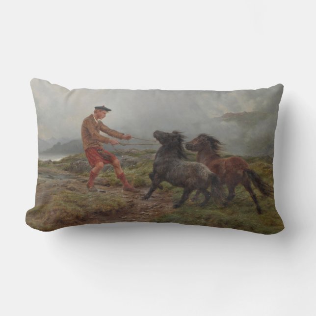 Cojín Lumbar Dos estribaciones de Shetland en un paisaje montañ (Anverso)