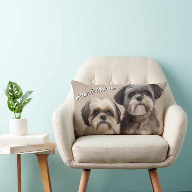 Cojín Lumbar Dos fotos Mascotas y nombre Regalo de memoria (Silla)
