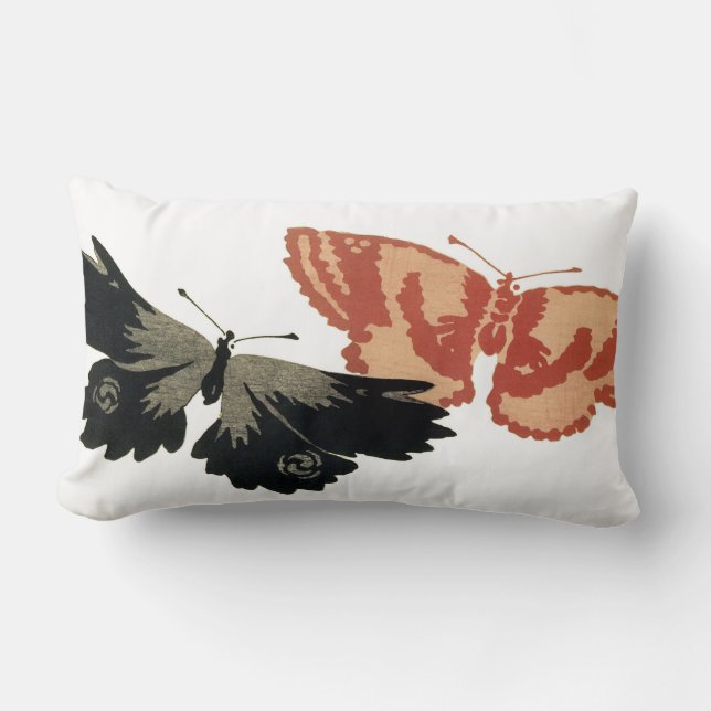 Cojín Lumbar Dos mariposas vintage (Anverso)