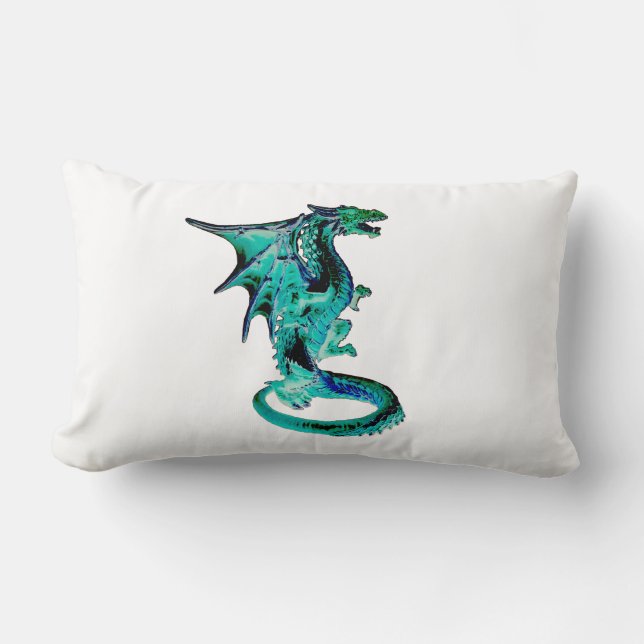 Cojín Lumbar Dragón azul marino reversible (Anverso)