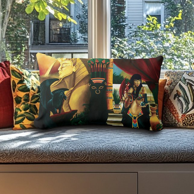 Cojín Lumbar Dragón de gato de reina egipcio (Subido por el creador)