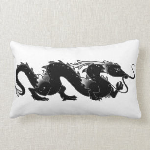 Cojín Lumbar Dragón del dragón blanco y negro