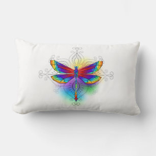 Cojín Lumbar Dragón poligonal arcoiris