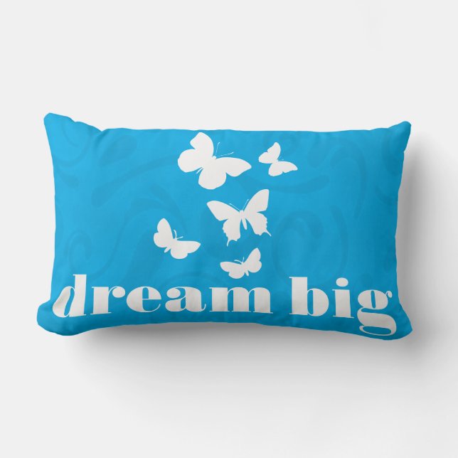 Cojín Lumbar Dream Big Free Butterflies Inspirador (Anverso)