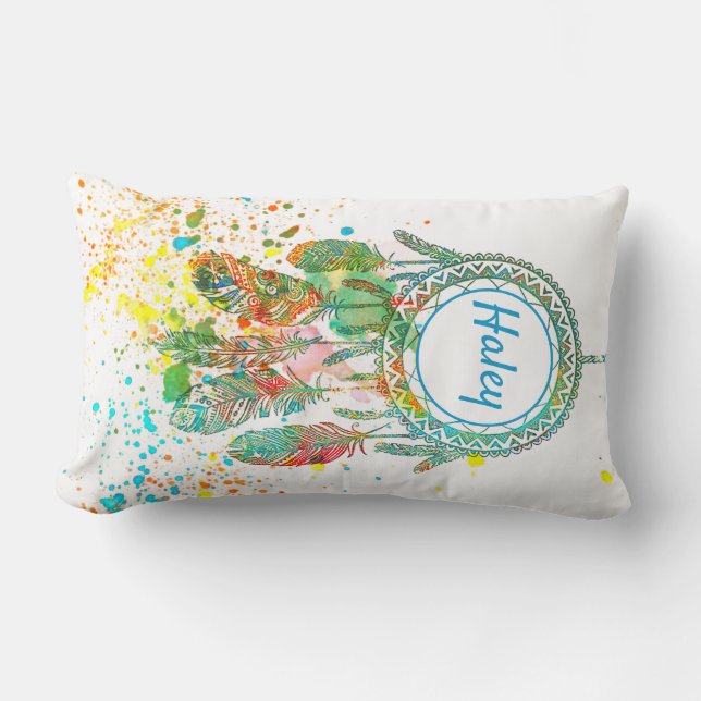 Cojín Lumbar Dreamcatcher splatter personalizado (Anverso)
