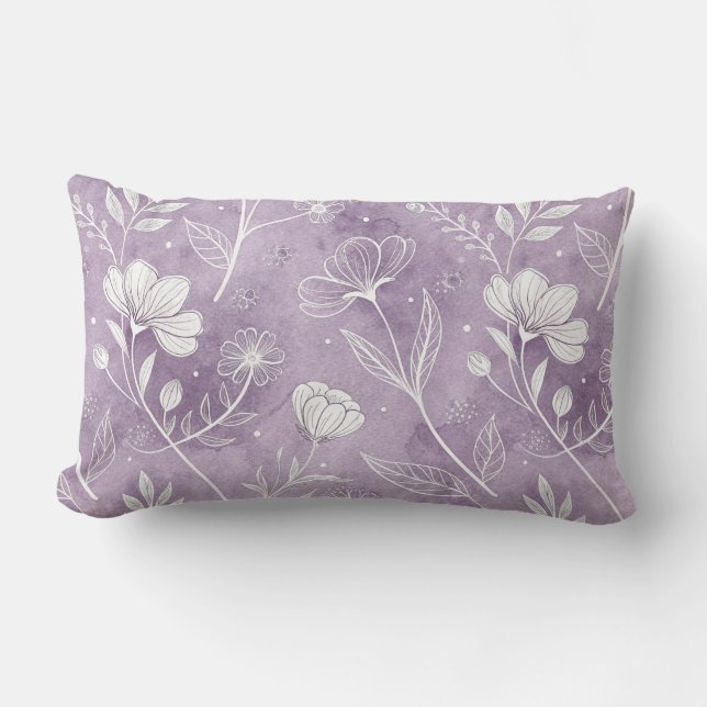 Cojín Lumbar Dreamy Lavender Botanical Lumbar Pillow (Anverso)