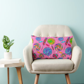 Cojín Lumbar Dulce Piruleta Divertida Rosa Arcoíris