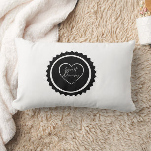 Cojín Lumbar Dulces Sueños Emblema del Corazón Monocromo