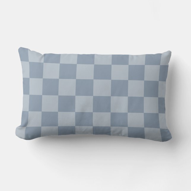 Cojín Lumbar Dusty Blue Checkerboard (Anverso)