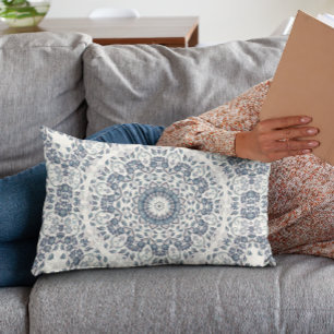 Cojín Lumbar Dusty Blue Floral Mandala
