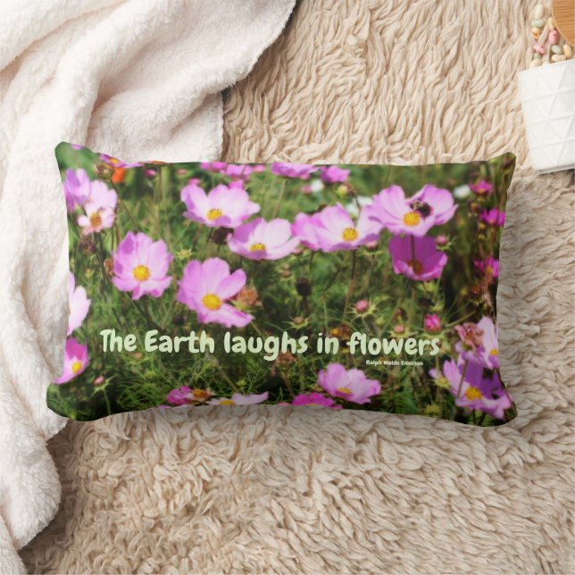 Cojín Lumbar Earth Laughs In Flowers Quote Inspirational   (Manta)