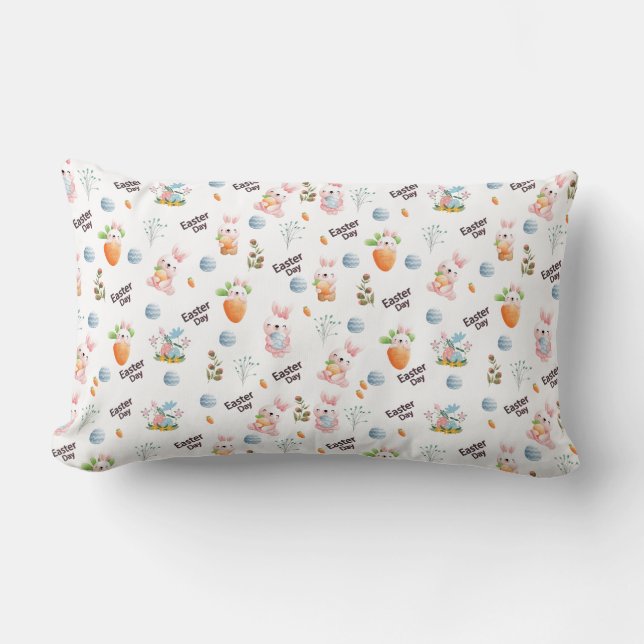 Cojín Lumbar Easter Day Rabbits Pattern (Anverso)