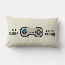 Cojín Lumbar Eat Sleep Game Repeat – Cool Pixel Gamer Pillow