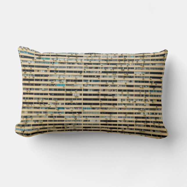 Cojín Lumbar Edificio de hormigón marrón y blanco (Anverso)