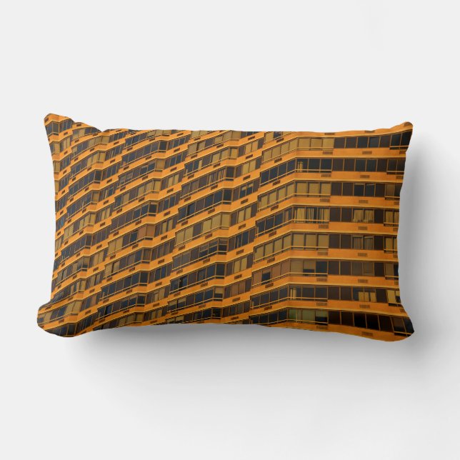 Cojín Lumbar Edificio de hormigón naranja (Anverso)