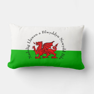 Cojín Lumbar Editar Navidades de dragón rojo de la bandera gale