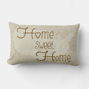 Cojín Lumbar EE.UU. - Hogar Sweet Home burlap nombre personaliz