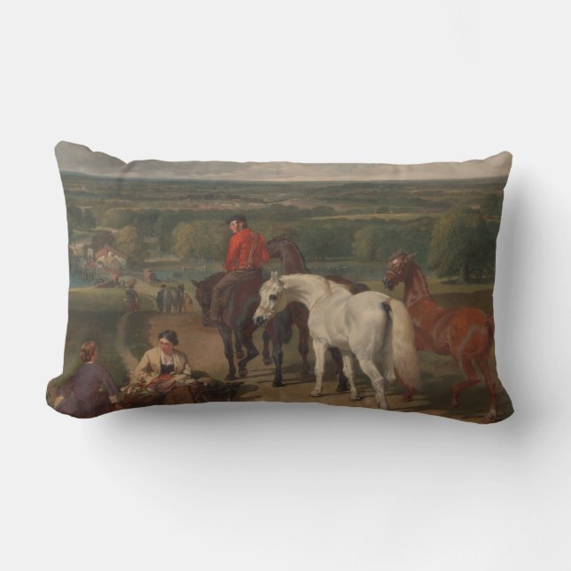 Cojín Lumbar Ejercicio de los caballos reales (arte equino) (Anverso)