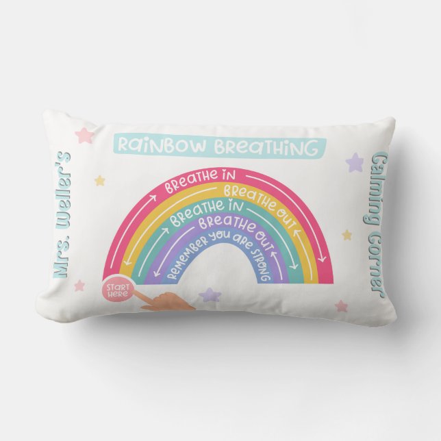 Cojín Lumbar Ejercicio de Respiración del Arcoiris para un rinc (Anverso)