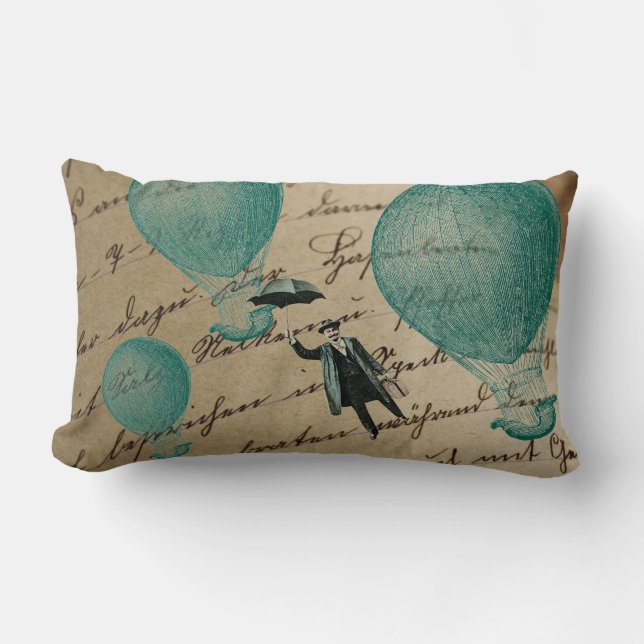 Cojín Lumbar El aire caliente hincha escritura del hombre del (Anverso)