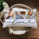 Cojín Lumbar El amor en el corazón negro Personalizado 3 Collag<br><div class="desc">El diseño moderno y elegante de almohadas de tiro lumbar personalizado presenta un collage de fotos de tres (3) fotos favoritas con un diseño simple y mínimo de tipografía negra de "amor" que incluye detalles florecientes y cardíacos. Se pueden modificar los colores blanco y negro.</div>