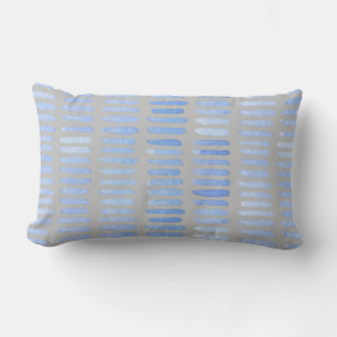 Cojín Lumbar El azul acuarela moderno golpea el gris