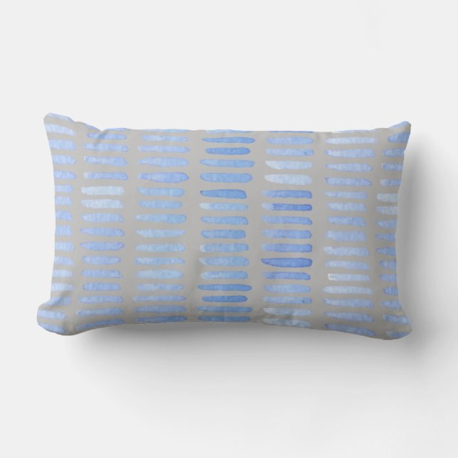 Cojín Lumbar El azul acuarela moderno golpea el gris (Anverso)