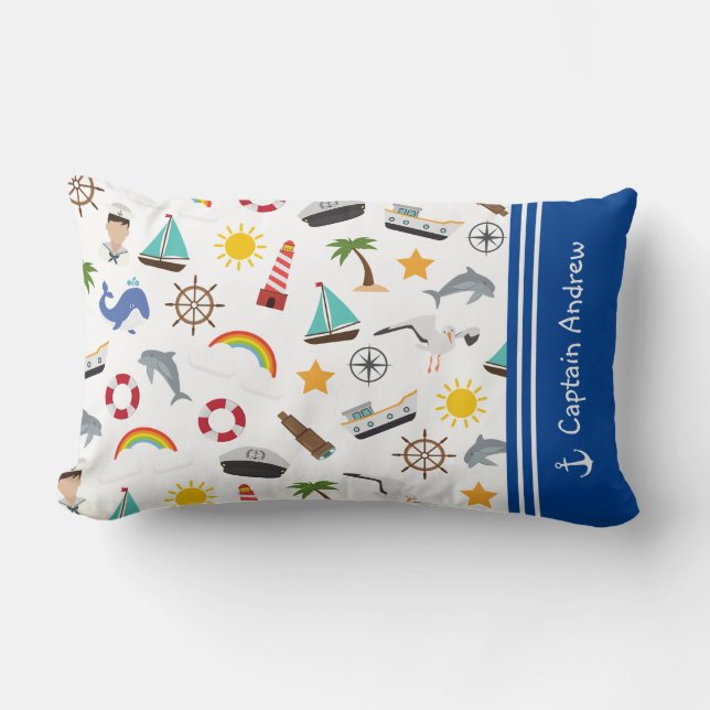 Cojín Lumbar El capitán Sailor Nautical (Anverso)