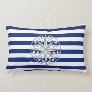 Cojín Lumbar El cromo tiene gusto del compás en rayas náutica
