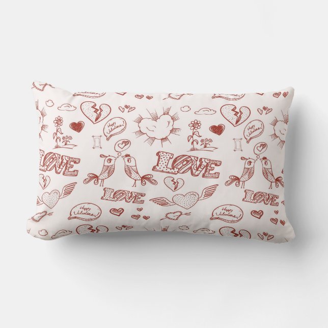 Cojín Lumbar El día de San Valentín feliz (Anverso)