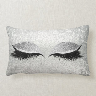 Cojín Lumbar El encanto del negro del purpurina de los gris