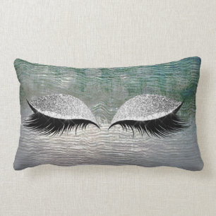 Cojín Lumbar El encanto verde azulado de plata del negro del