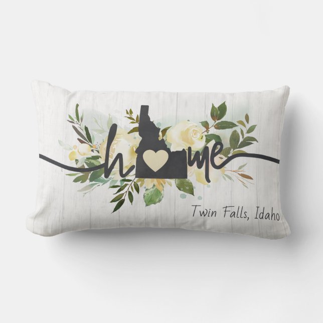 Cojín Lumbar El estado de Idaho personalizó tu ciudad natal (Anverso)